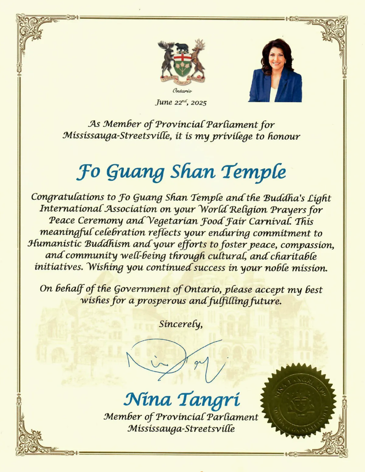 2025 Toronto World Religion Prayers for Peace and Buddha’s Light Vegetarian Food Fair Gathers Over 1,500 for Harmony and Sustainability